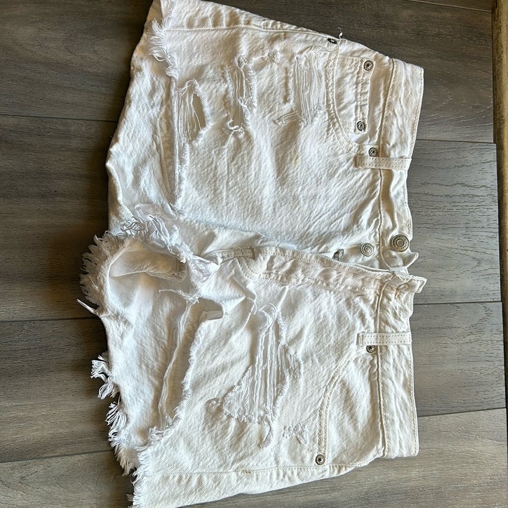 White high rise ripped shorts. Aeropostle brand